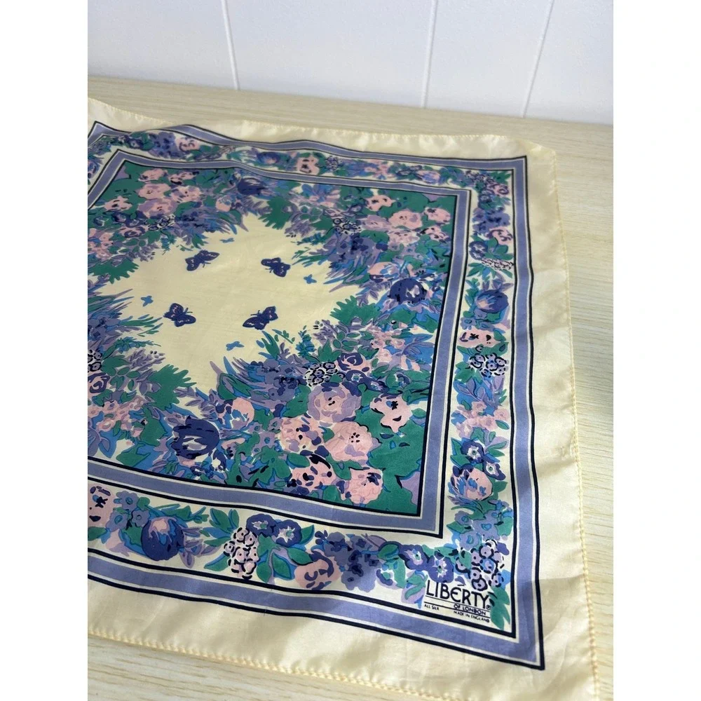 Liberty of London Silk Scarf Women OS Cream Floral Butterfly 17